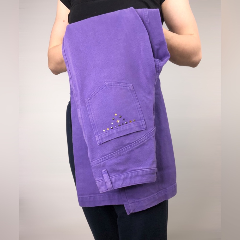 Paloma Wool Mid Rise Straight‎ Leg Bejeweled Jeans Purple Size 34